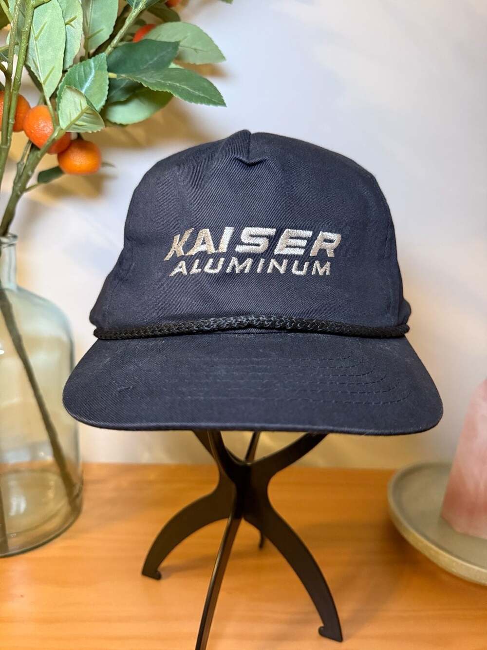 Kaiser Aluminum Vintage Snapback Hat Black Embroidered Adjustable